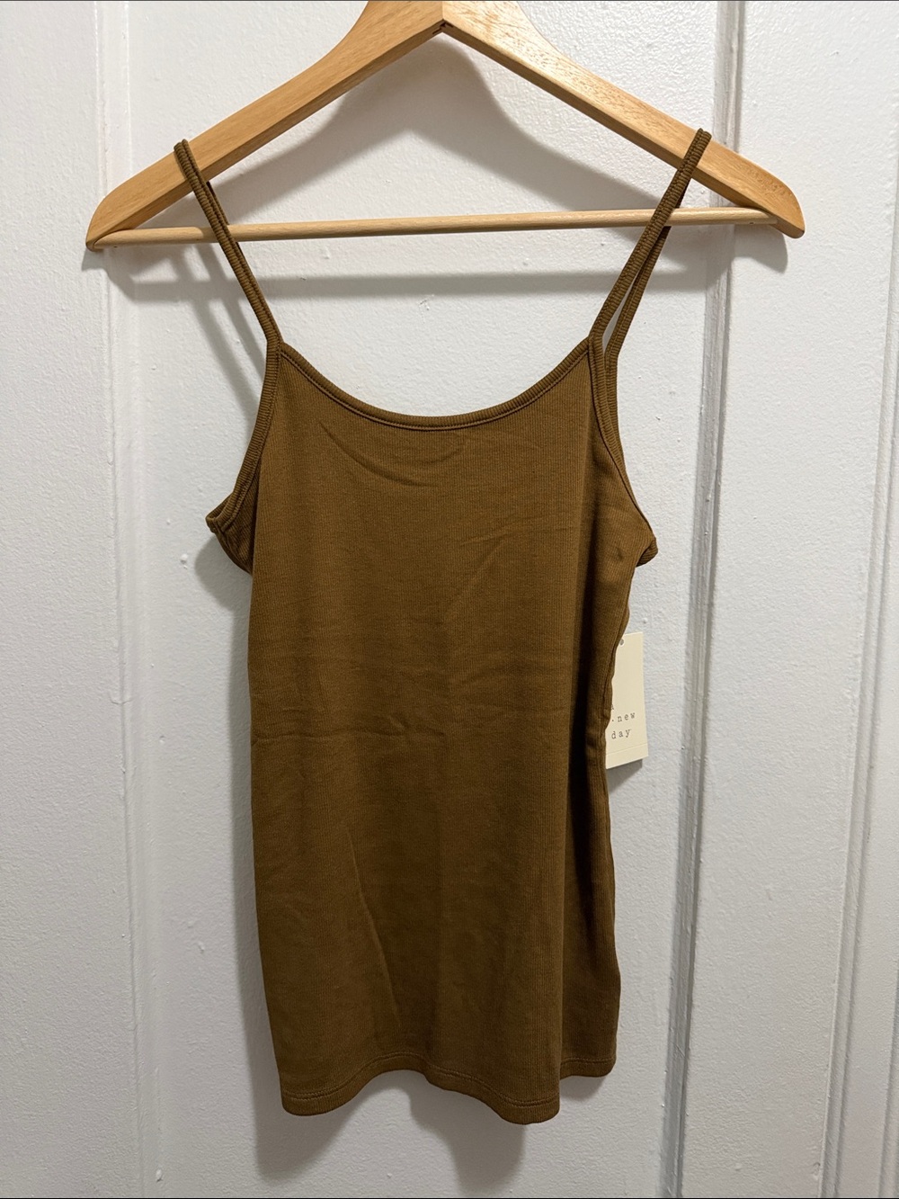a new day Olive Brown Ribbed Spaghetti Strap Tank
